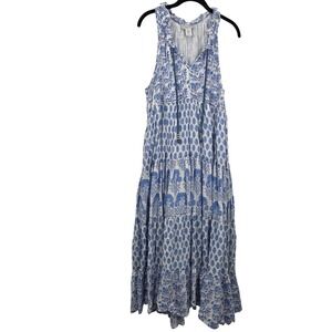 CALYPSO St. Barth DARIA Dress Smoked Cotton Tiered Ruffle Floral Maxi XL Resort